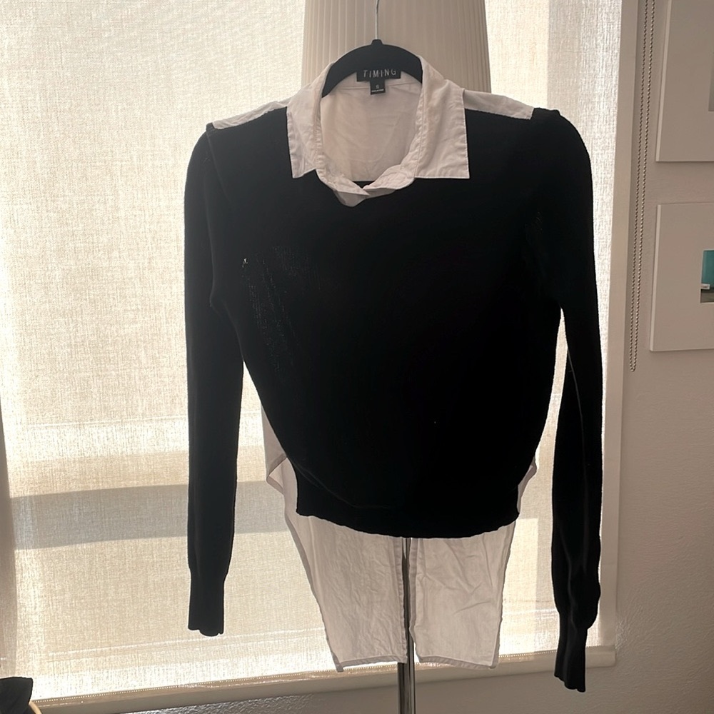 Timing  Sweater Vest and White Shirt Attached Together.